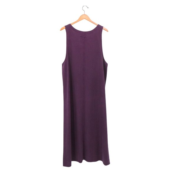 Amy K Su AKS Tencel Pinafore Jumper Maxi Buttoned Pockets Purple Dress L - Picture 4 of 4